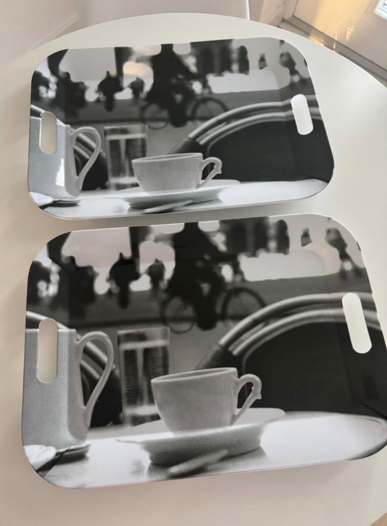 Two black/white dinner trays £2 both 