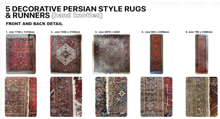 5 Hand-Knotted Persian Style Rugs & Runners