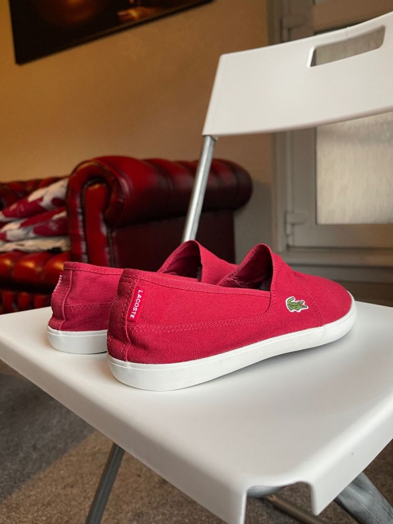 Lacoste Marice Leisure Smart Canvas Mens Summer Sneakers in Red Size 10 UK