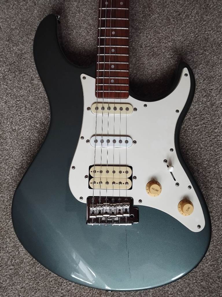 Yamaha Pacifica 112J electric guitar HSS pickups trem unit recent strings and setup metallic green