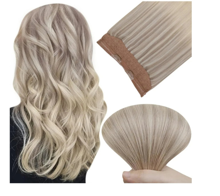 Easyouth Blonde Wire Hair Extensions Real Human Hair 16 Inch 80g Ombre Secret Wire Extensions 