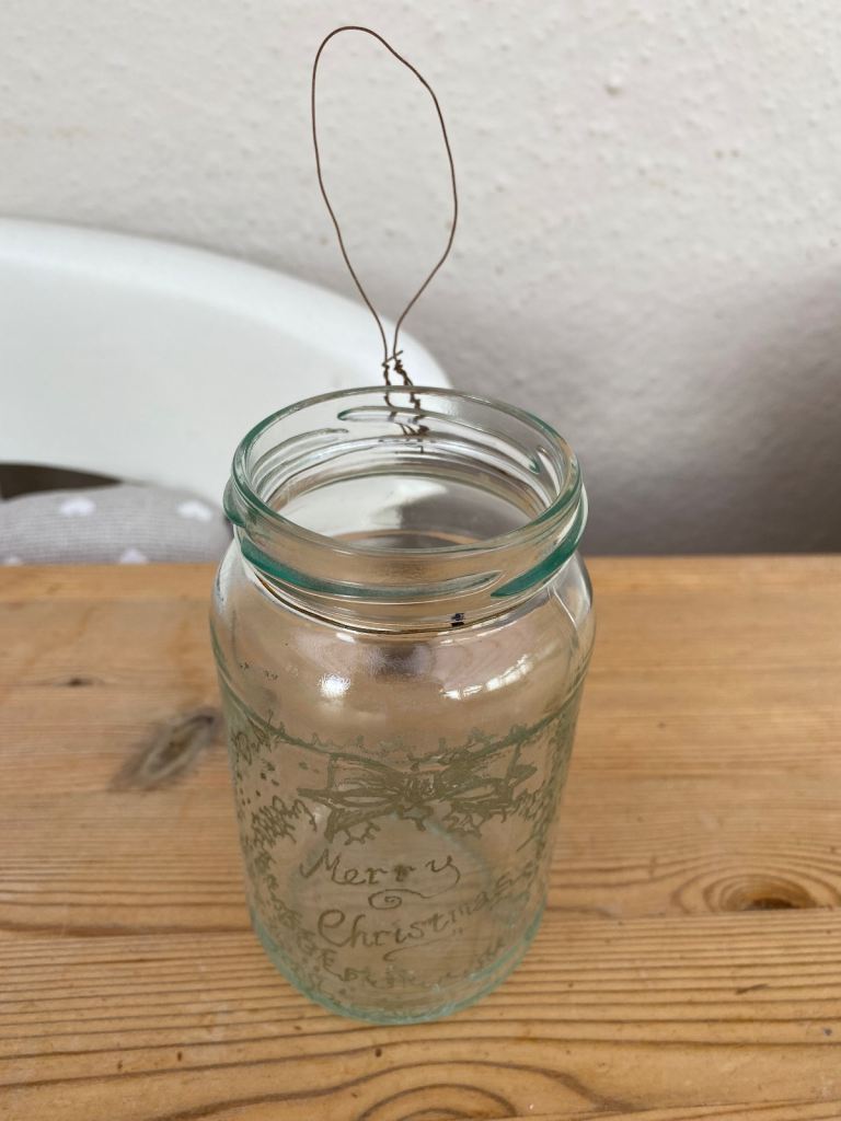 Merry Christmas tea light holder with hanging wire loop £2. Torquay