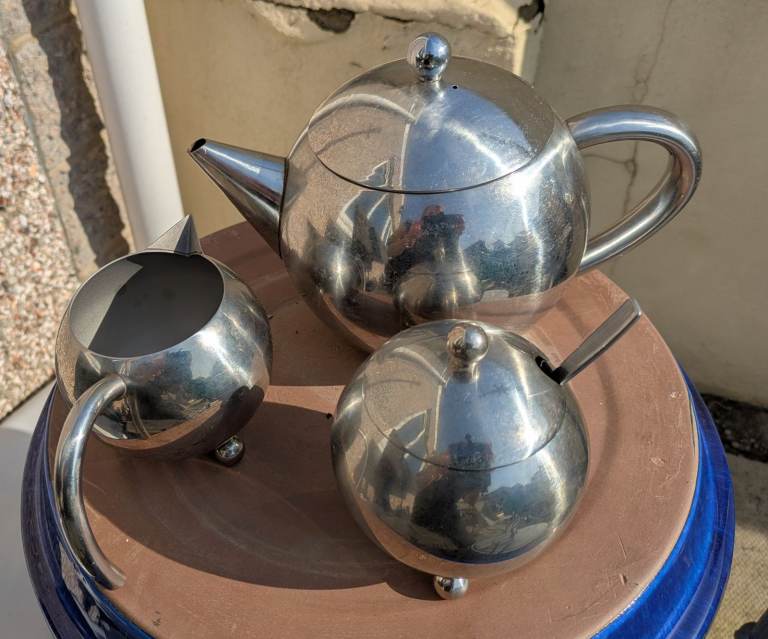 Tes set Teapot Milk & Sugar bowl with lid stainless steel 
