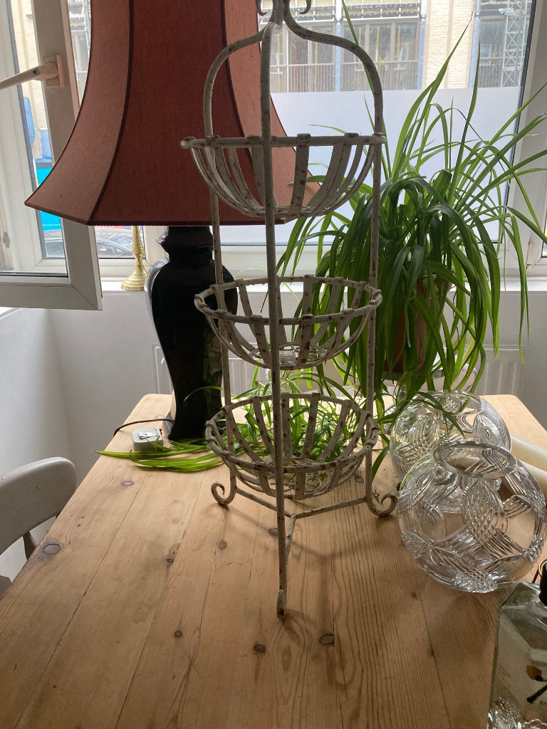 Vintage plant/vegetable stand with free vintage tea caddy