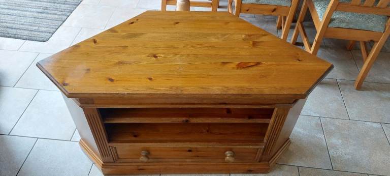 Pine corner TV cabinet