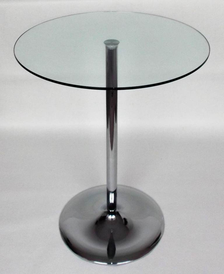 Toughened Small Glass & Chrome Round Glass Table.   Unused and in Excellent Condition: £50 ONO