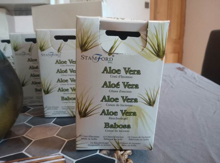 New Aloe Vera Incense Cone Set with Green Ceramic Burner