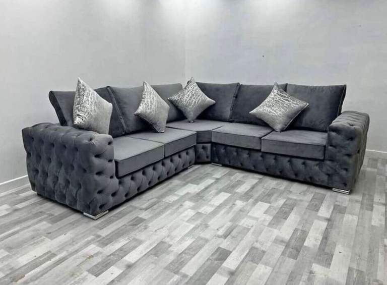 🔰🖤Luxurious 3+2 Seater Wooden Sofas - Corner 3Seater With Stool Sale