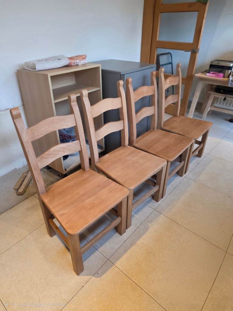 FOUR DINING CHAIRS Beech Bretton Solid wood Seated chairs