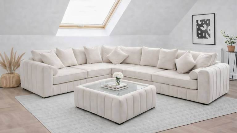 📞 Stunning Brand New Lily Panel Line Corner Sofa & 3+2 Set Real Leather 35% OFF Cheapest Price COD