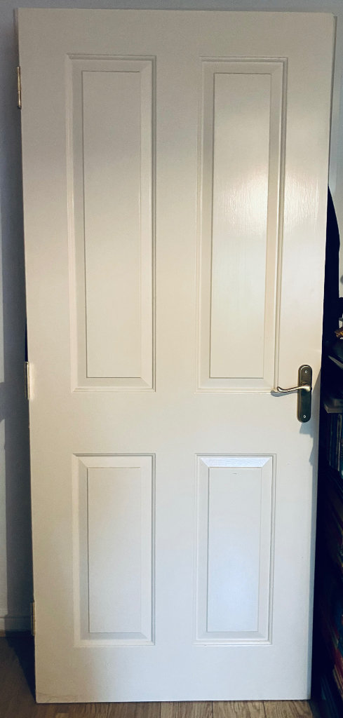 New 4-panel Solid core Unglazed Contemporary White Internal Door