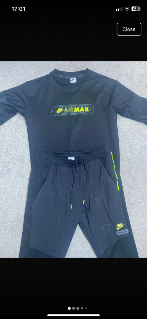 Nike Air Max Tracksuit Set – Black & Neon, Good Condition
