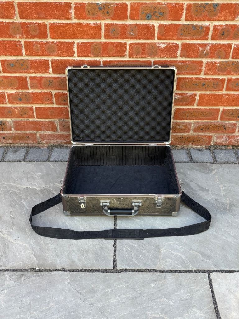 Carry Case - Black/Silver Foam-Lined - Strap & Latch Closure