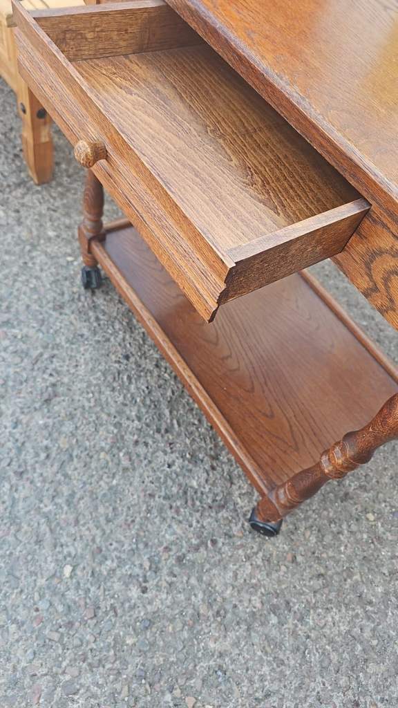 Vintage oak serving trolley 