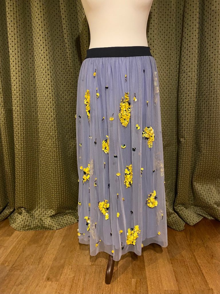Anthropologie Pale Blue Tulle Skirt with YellowSequins – brand new