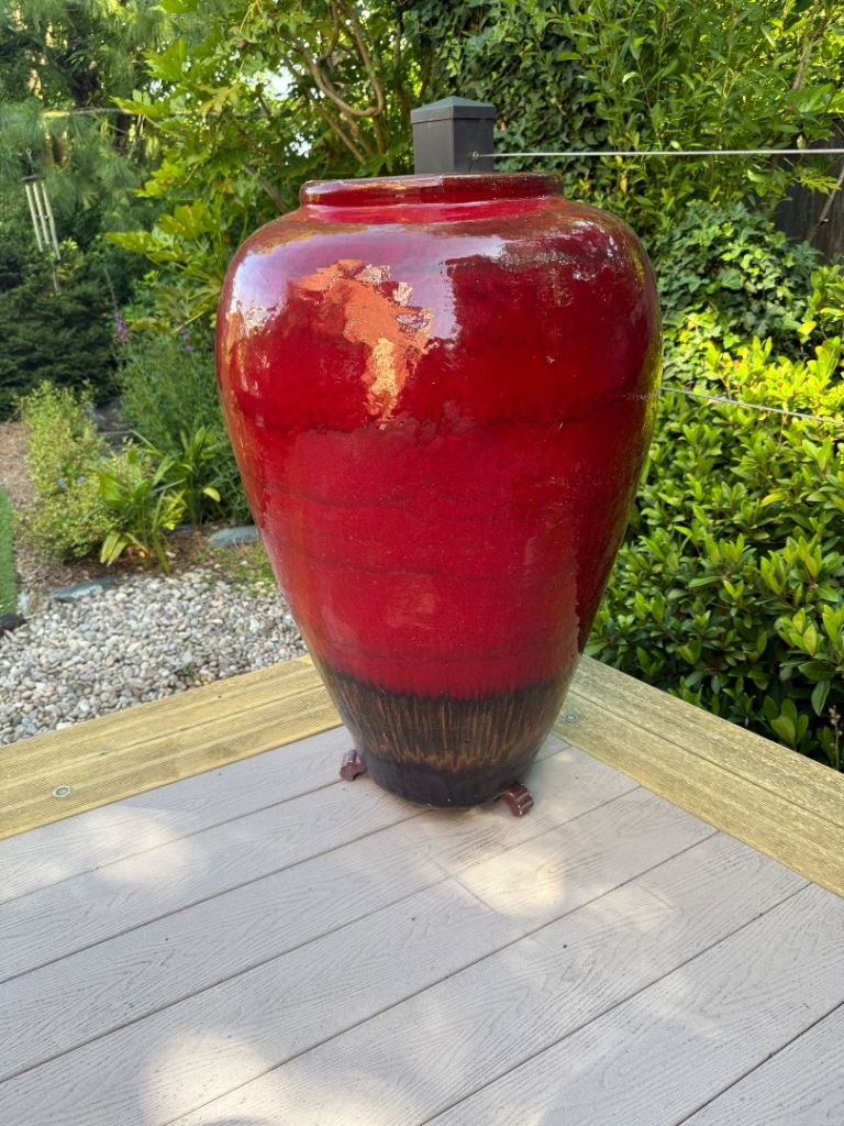 A pair of Large Red Ceramic Glazed Garden Planter/Vase