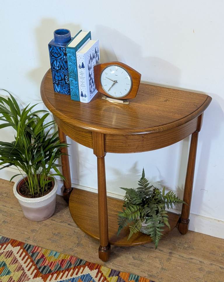 Ercol Console Table Hall Table Two Tier Demilune Golden Dawn Del Available 