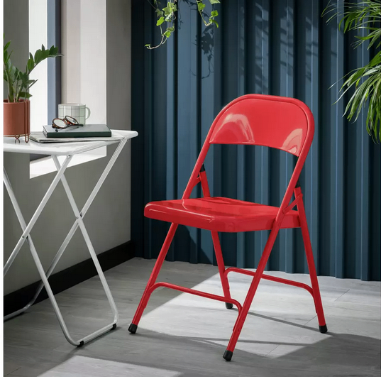 Red Habitat metal folding chair
