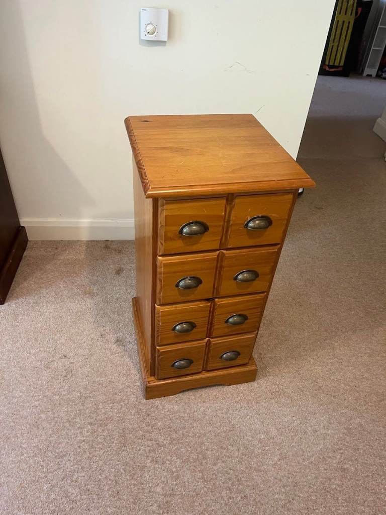  Pine 4 Drawer Storage Cabinet With Cup Handles