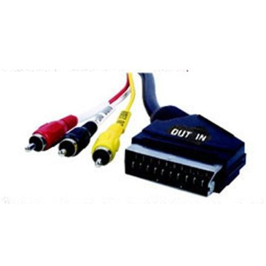 1.8 Scart to 3 x RCA Triple Phono AV Audio Video Lead Cable