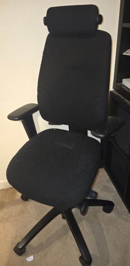 Black Posturite office desk chair ergonomic back neck support adjustable 