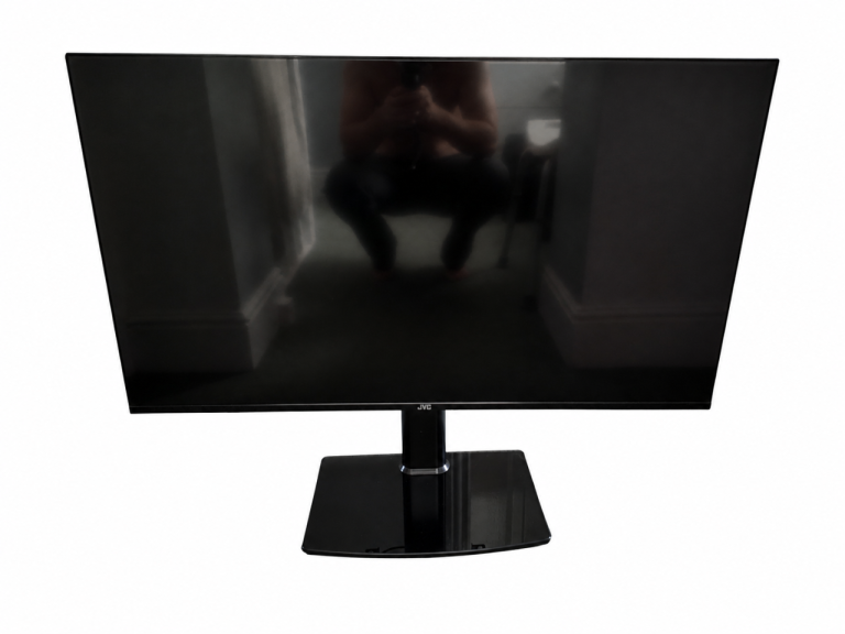 JVC Smart TV with Remote & 90° Glass Swivel Stand Like New Collection or Drop Off