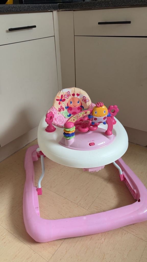 Pink Plastic Baby Walker with Fun Activity Tray – Like New