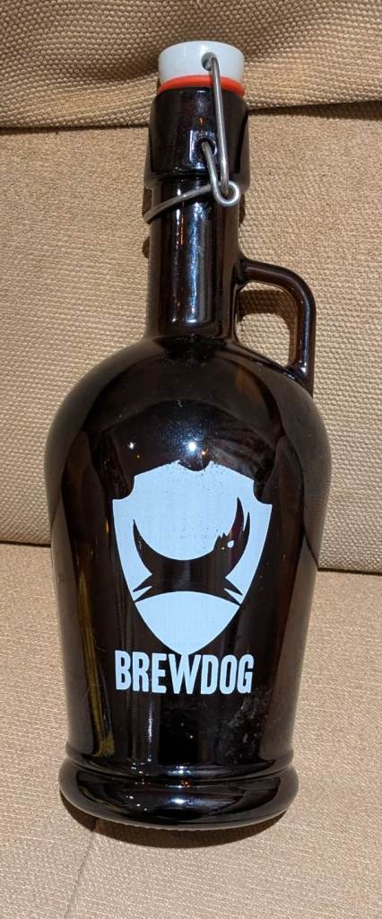 Brewdog Growler bottle with handle and pop off lid