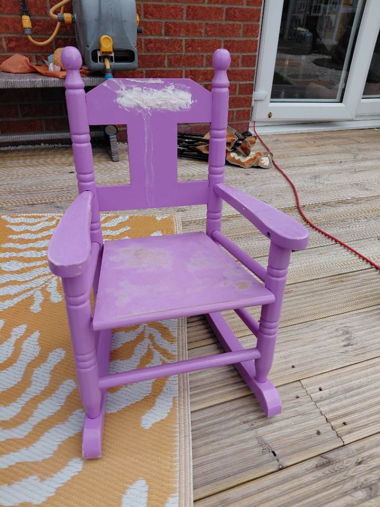 Kids Purple Wooden Rocking Chair – Fair Condition