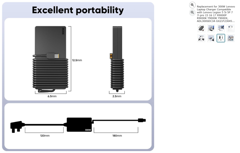 Replacement for 300W Lenovo Laptop Charger Compatible with Lenovo Legion|| Brand new 50% off price 