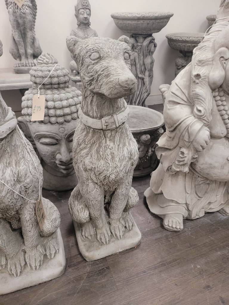 Large dog with collar garden ornament