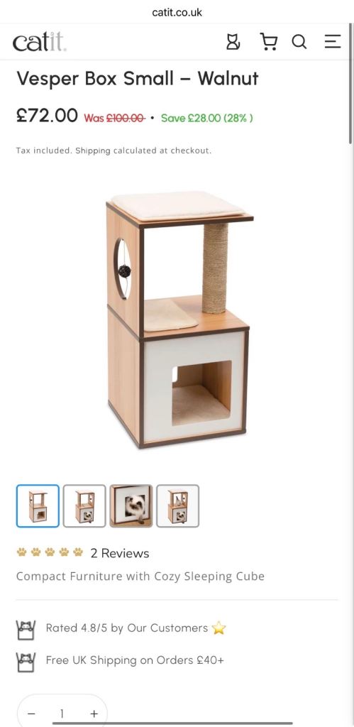 Catit Vesper Box Small – Walnut Cat Furniture / Cat Tree