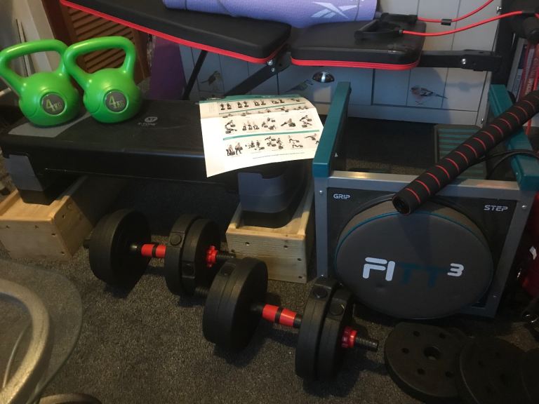LARGE SET OF MIXED GYM EQUIPMENT