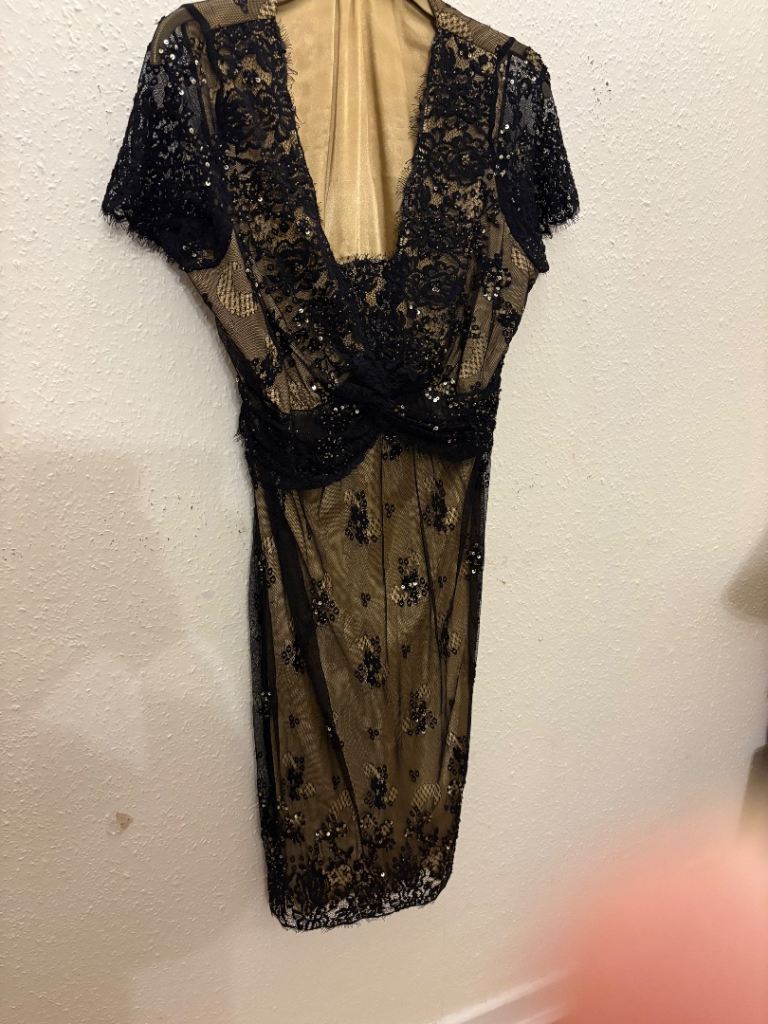CC Size 16 Black & Gold Lace Dress