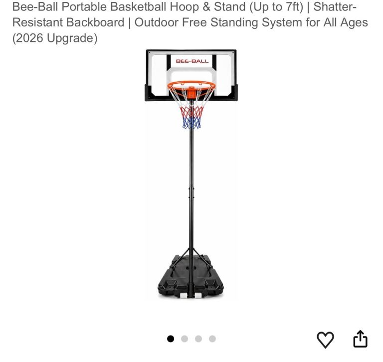Bee Ball Basketball Hoop Free Standing Adjustable Good Condition