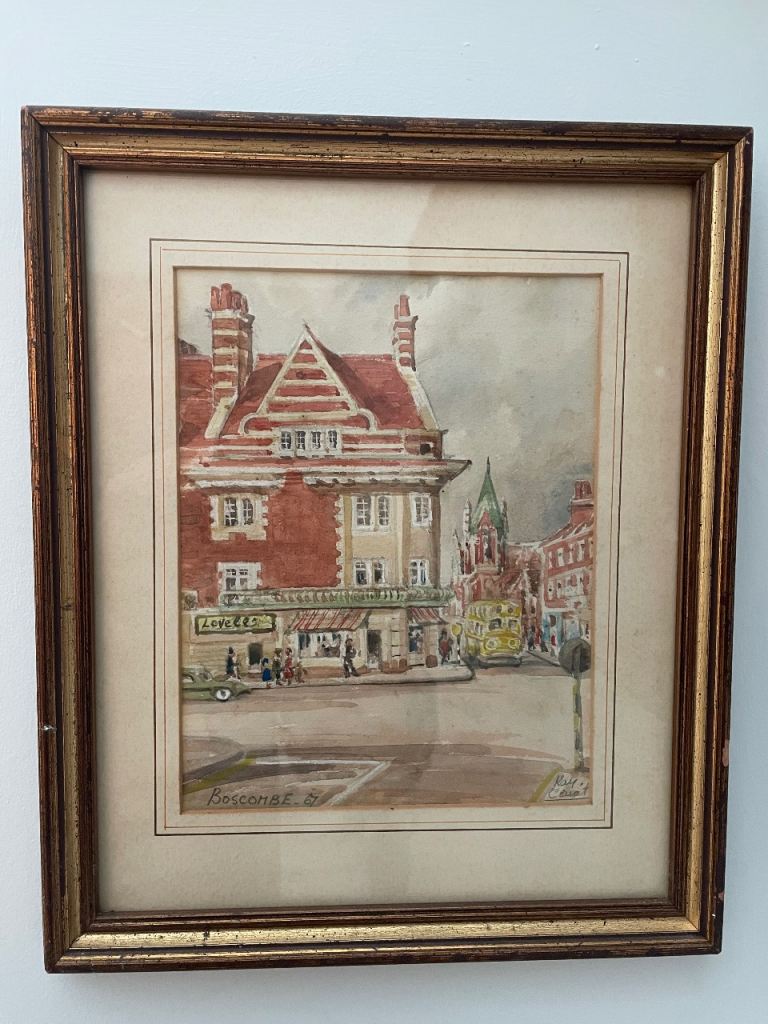 Original signed 1967 watercolour of boscombe 