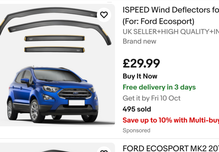 Ford Ecosport window deflectors New 