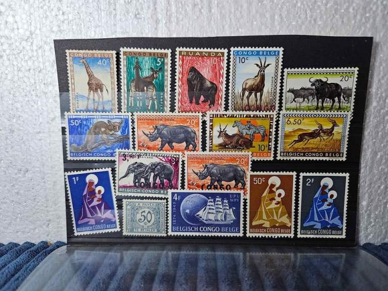 16 x mint rare postal stamps, Belgish Congo