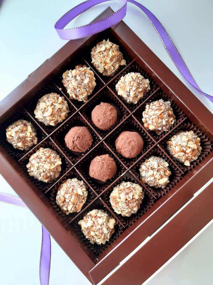 Handmade candies. Belgian chocolate truffle