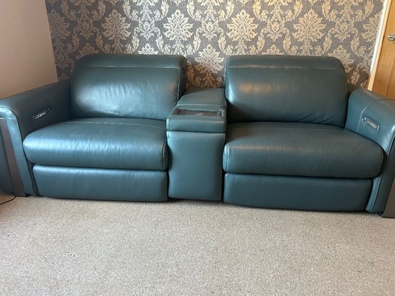 Sofology Knightsbridge 3 Seater Power Recliner – Peacock Leather