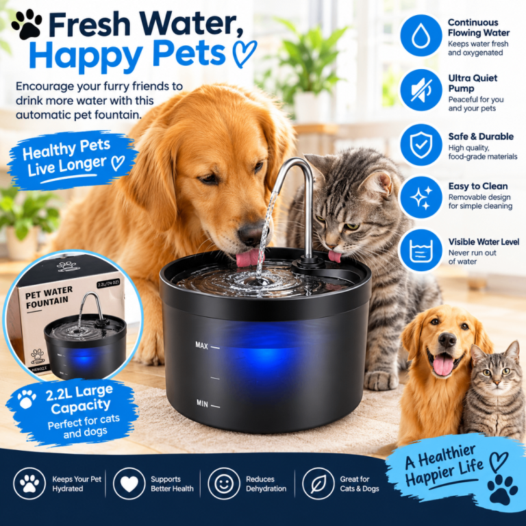 Pet Water Fountain 2.2L – Black, New