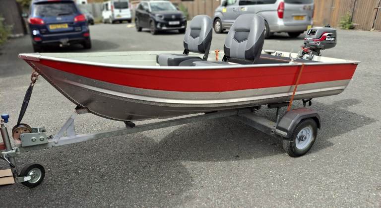 12ft Marine Aluminium Boat with Suzuki 4hp Engine and Trailer