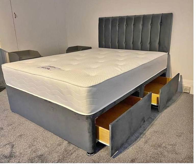 Elegant DIVAN 4FT6 Double Bed Base With Mattress & Storage >> Amazing 20% Off >> COD >>>>