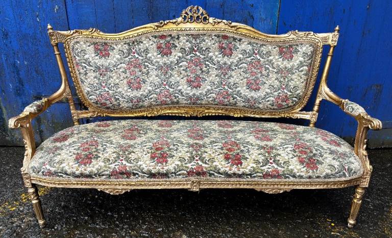 Louis XV Revival Gilt Framed Sofa