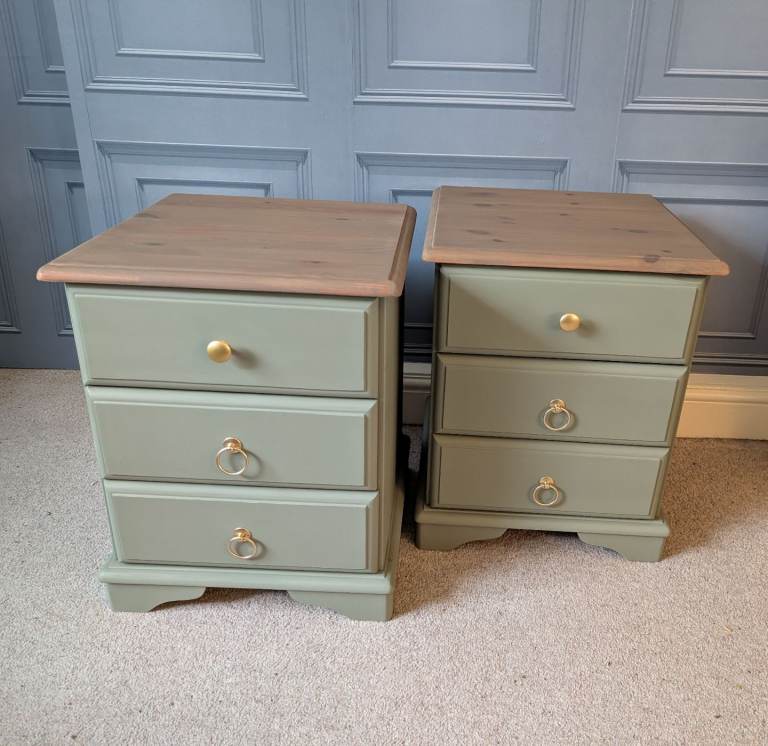 Pair of Bedside Drawers, painted solid wood