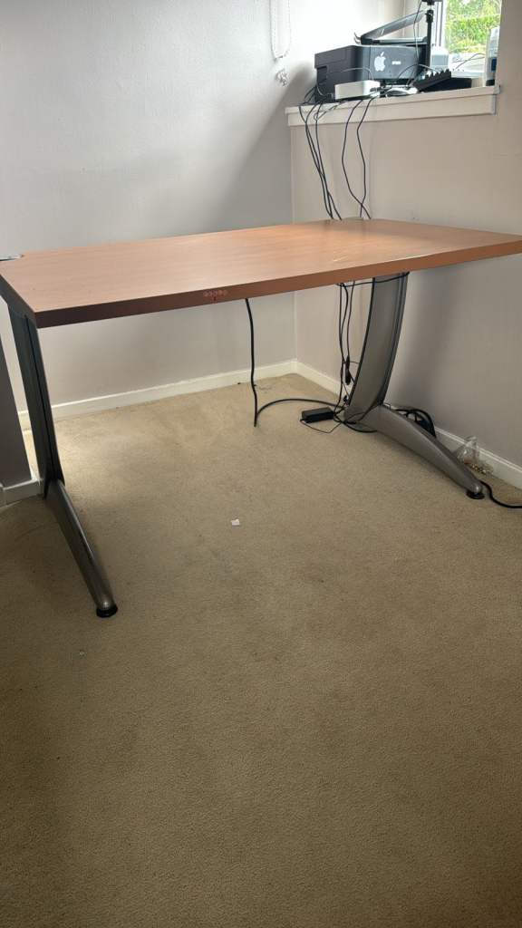 Wooden Desk with Metal Legs – Good Condition