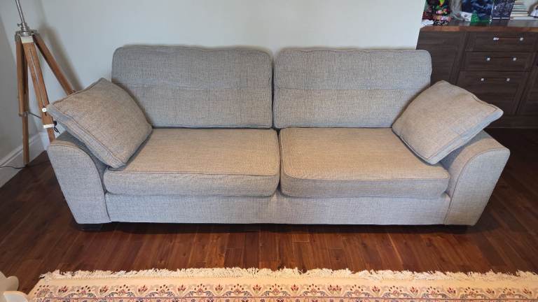 2x DFS Matching 3 Seater Sofas, Light Grey
