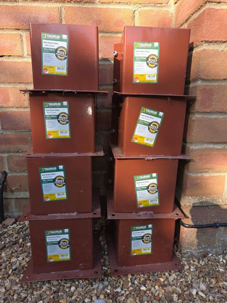 Eight 150mm x 150mm post fixings