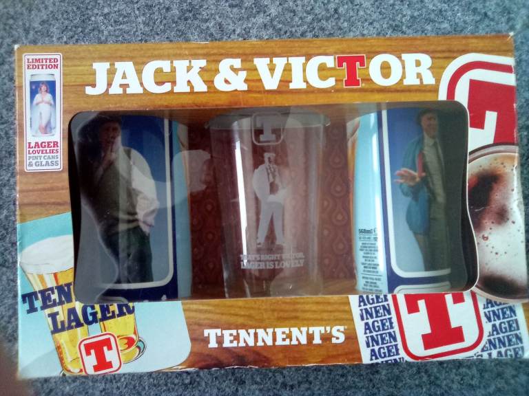 Tennent's Jack & Victor Limited Edition Pint Cans & Glass Set