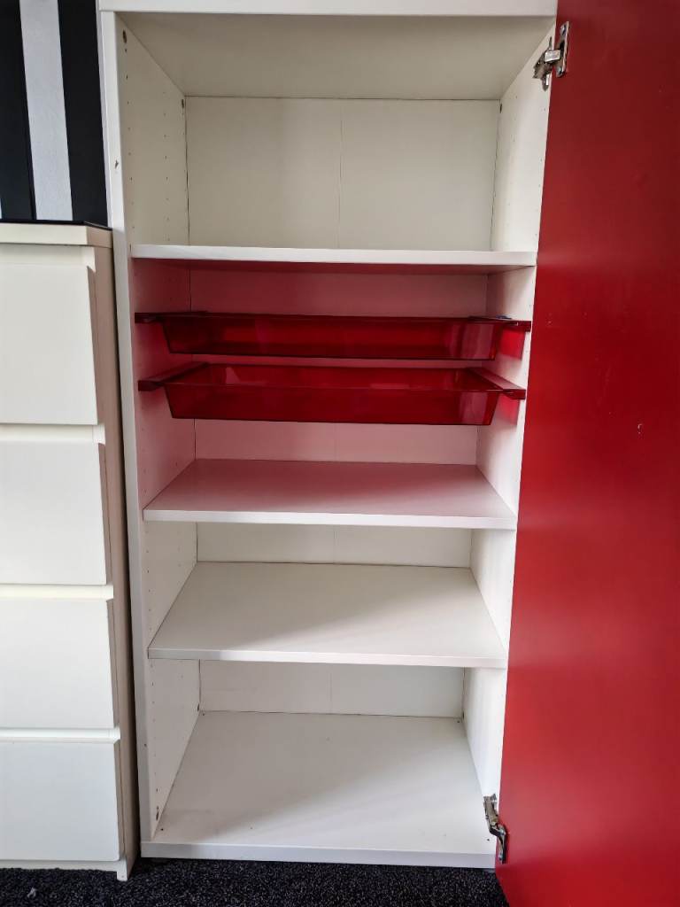 IKEA Besta unit With Red Gloss Door, 3 Shelves & 2 drawers FREE DELIVERY 169